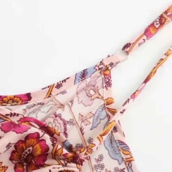 Pink Bohemian Button Front Floral Dress - Picture 8 of 10